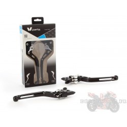 PROMO Leviers V PARTS standard 175mm taillé masse noir/visserie alu avec adaptateurs par paire Ducati
